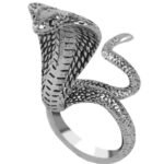Bague Cobra Argentée Acier Inoxydable Femme