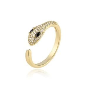 Bague Serpent Yeux Noirs Cuivre Doré Femme — Serpent Univers