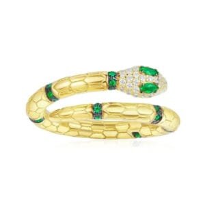 Bague Serpent Dorée: élégance Intemporelle Et Brillance éblouissante! - Vert