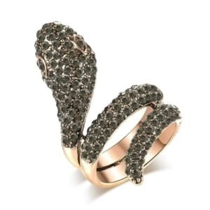 Bague Serpent Diamants Noirs Femme — Serpent Univers