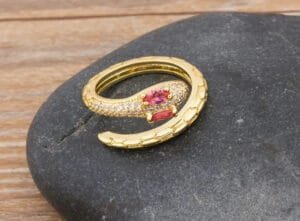 Bague Serpent En Acier Inoxydable 316l Avec Diamant Rose éblouissant