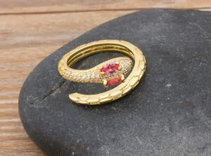 Bague Serpent En Acier Inoxydable 316l Avec Diamant Rose éblouissant