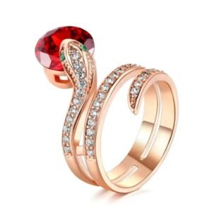 Bague Serpent Diamant Rouge Acier — Serpent Univers