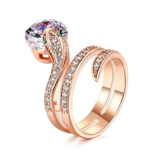 Bague Serpent Diamant Acier Inoxydable — Serpent Univers