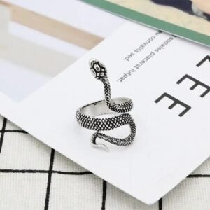 Bague Serpent Acier Détails Éclatants — Serpent Univers