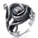 Bague Serpent En Acier Inoxydable: L’enchantement Du Sauron Noir! - 8 (57mm)