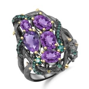 Bague Serpent Argent Sterling Cristaux Colorés — Serpent Univers