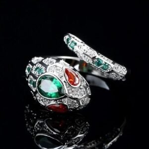 Bague Serpent Ajustable Pierres Colorées — Serpent Univers