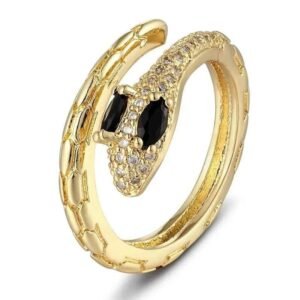 Bague Serpent Or Diamant Noir Femme — Serpent Univers