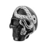 Bague Serpent Tête De Mort Noire: Affichez Votre Style Audacieux! 8 (57mm)