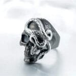 Bague Serpent Tête De Mort Noire: Affichez Votre Style Audacieux! 9 (59,5mm)