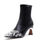 Bottines à Talon Serpent: L’élégance Originale à Vos Pieds! Noir / 33