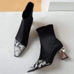 Bottines à Talon Serpent: L’élégance Originale à Vos Pieds! Noir / 36