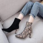 Bottines Bi-ton Serpent: élevez Votre Style Avec Des Talons Fins! Gris / 38