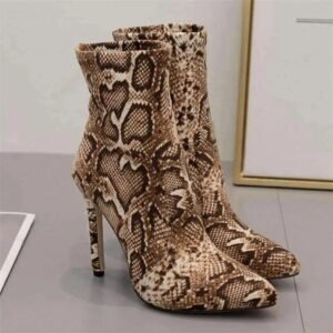 Bottine Chaussette Serpent Marron Femme — Serpent Univers