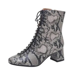 Bottine Cuir Effet Serpent Intemporelle — Serpent Univers