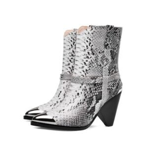 Bottine Python Cuir Noir Femme — Serpent Univers