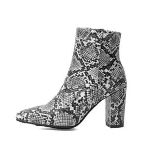Bottines Python Gris Fermeture Zippée — Serpent Univers