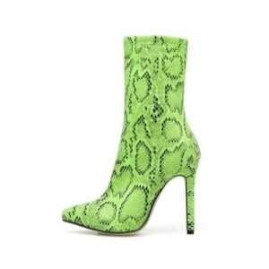 Bottines Python Vert Monochrome Femme — Serpent Univers