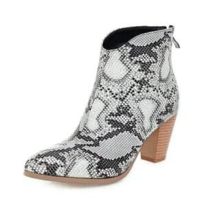 Bottines Serpent à Ouverture Arrière : Tendance Et Qualité Supérieure! 2 Bottines Serpent à Ouverture Arrière: Tendance Et Qualité Supérieure! - Blanc / 34