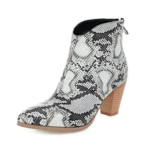 Bottines Serpent à Ouverture Arrière : Tendance Et Qualité Supérieure! 1 Bottines Serpent à Ouverture Arrière: Tendance Et Qualité Supérieure! - Blanc / 34