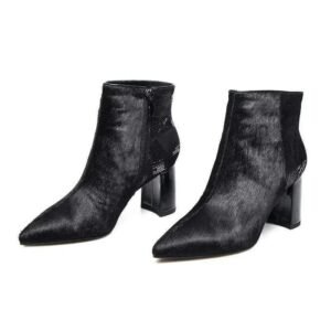 Bottines Serpent Noires Velours Cuir — Serpent Univers
