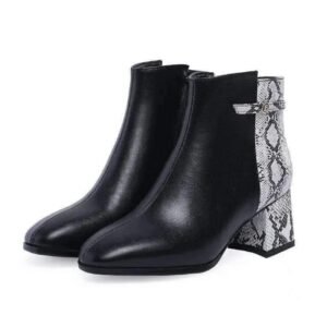 Bottine Serpent Noir Python Asymétrique — Serpent Univers