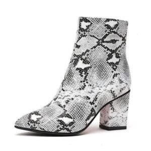 Bottine Serpent Gris Écailles Cuir Femme — Serpent Univers