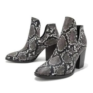 Bottine Serpent Noir Cuir Femme Confort — Serpent Univers