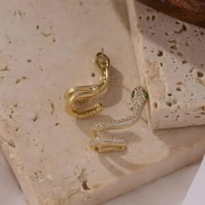 Boucle d&rsquo;Oreille Serpent Diamant Doré Femme — Serpent Univers