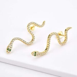 Boucle d’Oreille Serpent Pendante Pierres Scintillantes — Serpent Univers