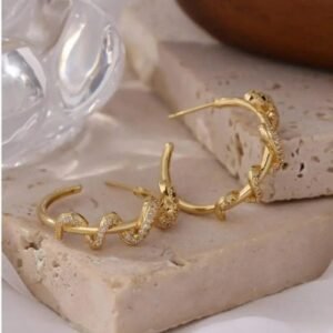 Boucle d&rsquo;Oreille Serpent Cristal Doré — Serpent Univers