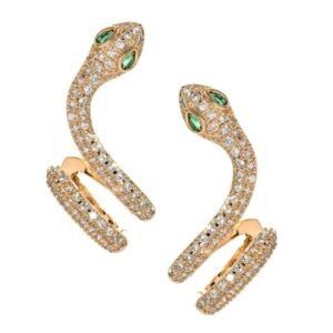 Boucle d&rsquo;Oreille Serpent Doré Cristaux Femme — Serpent Univers