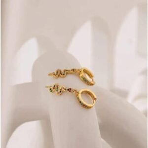 Boucle d&rsquo;Oreille Serpent Multicolore Zirconium Doré — Serpent Univers