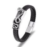 Bracelet Cobra En Cuir Tressé: Force Protection Et énergie! - 19 Cm