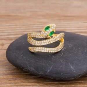 Bague Serpent Or Diamants Verts Femme — Serpent Univers