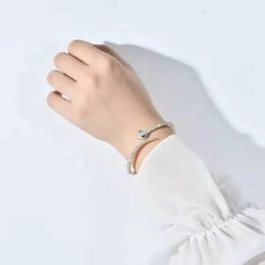 Bracelet Jonc Serpent Femme Cristaux Blancs — Serpent Univers