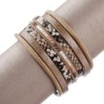Bracelet Serpent Bohème: élégance En Acier Inoxydable Et Cuir!