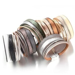 Bracelet Serpent Cuir Argenté Femme — Serpent Univers