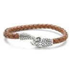 Bracelet Serpent En Cuir Tressé Et Acier Inoxydable Chic Et Audacieux!
