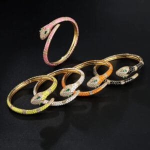 Bracelet Serpent En Cuivre: élégance Et Brillance Taille Unique!