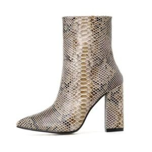 Bottines Effet Serpent Talon Carré Femme — Serpent Univers