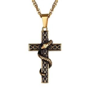 Collier Croix Acier Inoxydable Serpent — Serpent Univers