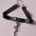 Collier Cuir Serpent Chaîne Rock Homme