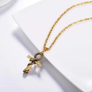 Collier Pendentif Serpent Croix Doré — Serpent Univers