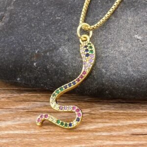 Collier Serpent Multicolore Pierres Brillantes — Serpent Univers