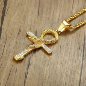 Collier Pendentif Croix Ankh Acier Inoxydable — Serpent Univers