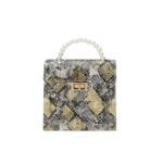 Craquez Pour L’élégance Du Sac Serpent Tendance Avec Perles Blanches! Gris