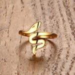éblouissez Avec La Bague Serpent En Acier Inoxydable Doré! - 8 (57mm)