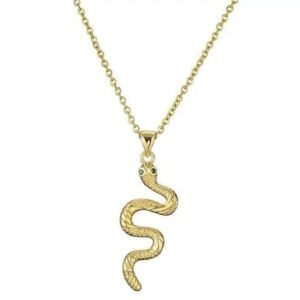 Collier Serpent Inoxydable Yeux Verts — Serpent Univers